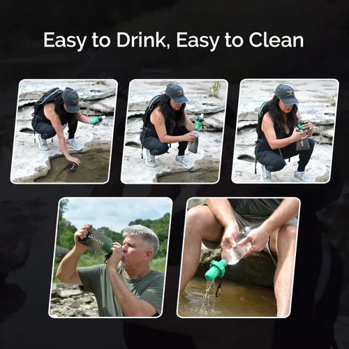 Miniatura 7 de Kit de filtro de agua por gravedad, carbón HFM y prefiltro, bolsa portátil para apretar, camping y senderismo fiables
