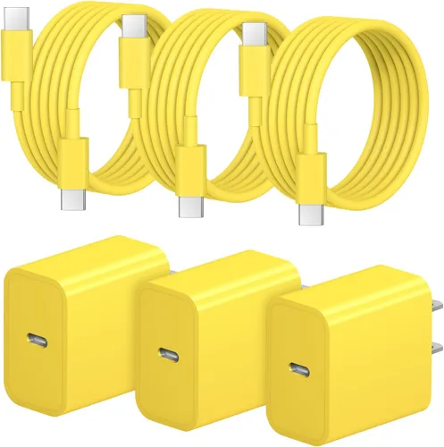 Miniatura 20 de Cargador de carga rápida para iPhone 17, 16, 15, paquete de 3+3 cargadores de pared USB C de 20 W con cable de carga rápida de 6 pies compatible