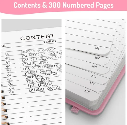 Miniatura 2 de Forvencer Cuaderno rayado en espiral con 300 páginas numeradas, diarios gruesos A5 para escribir con papel de 3.53 oz/m², cuadernos de tapa dura