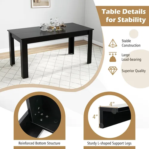 Miniatura 5 de Giantex Juego de mesa de comedor para 4, mesa de comedor rectangular de madera y 4 sillas de comedor Windsor, juego de comedor moderno de 5 piezas