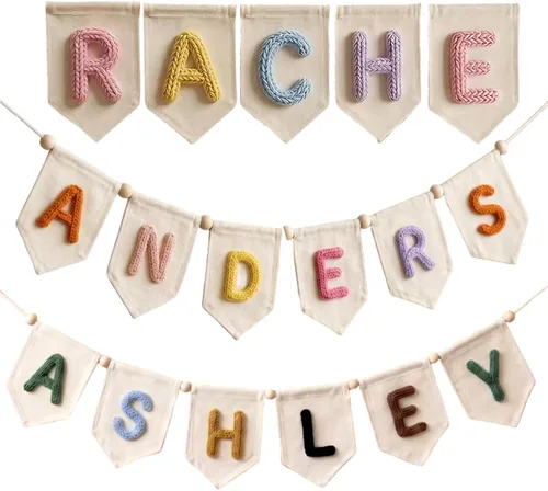 Cartel de bienvenida personalizado para baby shower con lazos, cartel de bienvenida bordado con nombre personalizado, letrero de bienvenida para