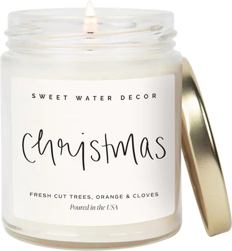 Sweet Water Decor Vela perfumada de Navidad con aroma a canela, árboles, naranja y clavo - Vela de invierno perfumada - Velas de Navidad y
