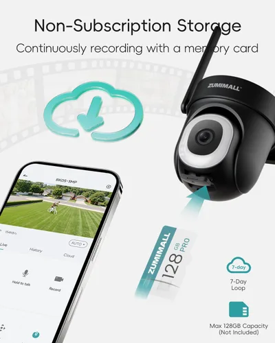 Miniatura 8 de ZUMIMALL Cámara de Seguridad Inalámbrica para Exteriores 3MP HD Negra, WiFi 2.4G/5G, Grabación 24/7 con Alimentación por Cable Seguimiento