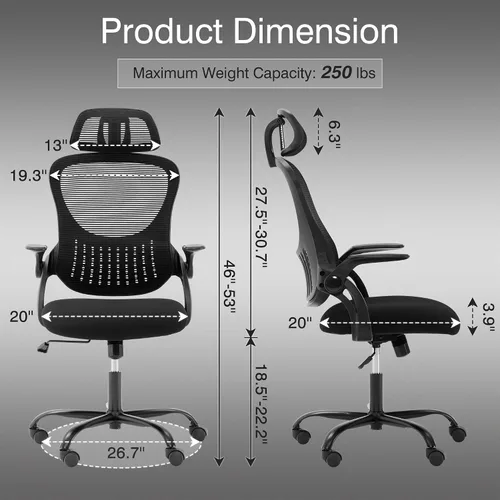 Miniatura 3 de Silla ergonómica de malla para el hogar, escritorio de computadora, silla reclinable giratoria con ruedas, soporte lumbar, cómoda silla de trabajo