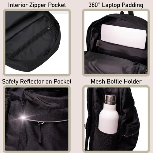 Miniatura 2 de Fenrici - Mochila para niñas, niños y adolescentes, mochila reciclada para laptop, de 16 x 13.5 pulgadas, Computadora portátil, M, Negro