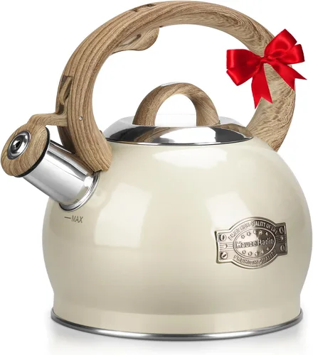 Miniatura 9 de Hauce Radio Hervidor de té, tetera silbante de acero inoxidable de grado alimenticio para estufa con mango ergonómico anti-calor, boquilla para té