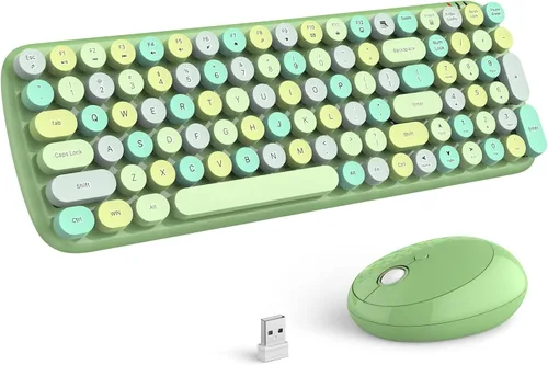 Miniatura 18 de Combo de teclado y mouse inalámbricos MOFII, teclado de tamaño completo estilo máquina de escribir con almohadilla numérica y mouse USB 2 en 1 Azul