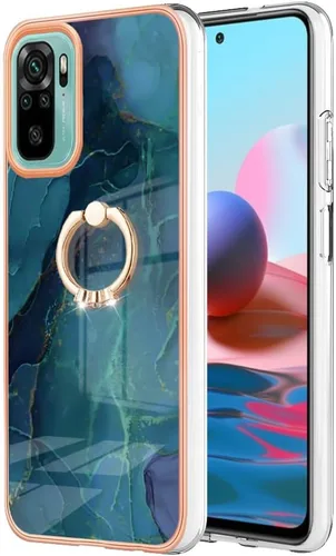 Miniatura 2 de XYX Funda compatible con Xiaomi Redmi Note 10s, TPU mármol a prueba de golpes, delgada, de cuerpo completo, funda protectora para teléfono con Verde