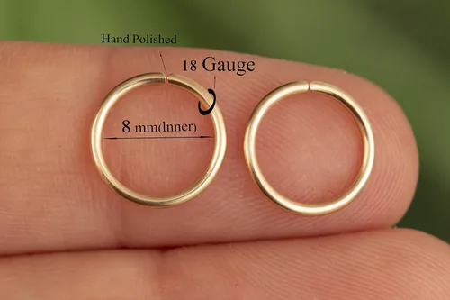 Miniatura 55 de Aretes de aro de oro de plata – Aretes de aro para mujer, dos piezas de aros de plata fina rellenos de oro, aro de hélice, anillo de tragus, aro