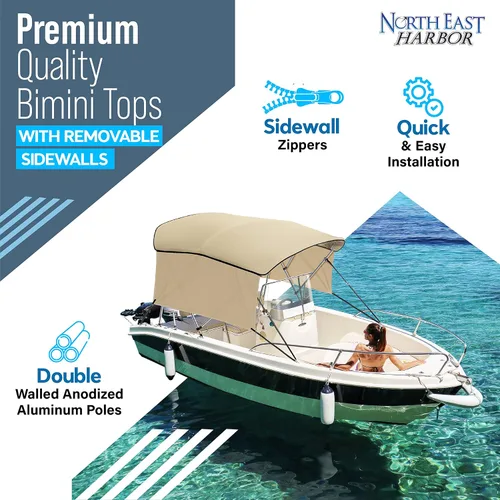 Miniatura 2 de KNOX Bimini tops universales de 3 arcos para paredes laterales, postes de soporte, lona marina 900D a prueba de decoloración, funda de Arena