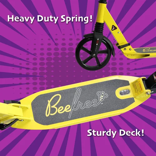 Miniatura 4 de Bee Free Patinete para niños, adolescentes y adultos, manubrio ajustable, construcción plegable, freno de pie trasero, suspensión antigolpes