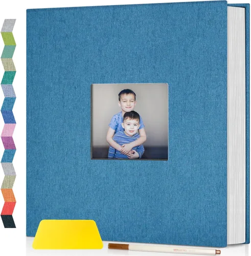 Popotop Álbum de fotos autoadhesivo con ventana de visualización de imágenes, 40 páginas, kit de suministros para álbumes de recortes para fotos de