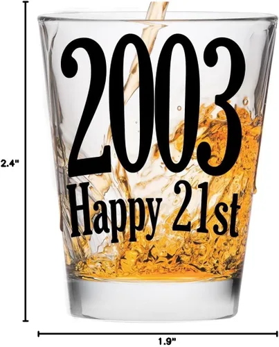 Miniatura 8 de Make Em Laugh 2004 Vaso de chupito de cumpleaños feliz número 21 - Celebra el cumpleaños número 21 - Regalos de cumpleaños perfectos para él o ella