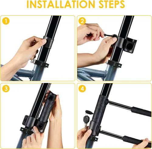 Miniatura 6 de Candado de bicicleta resistente antirrobo, cerradura en U para bicicleta con llave con cable de seguridad de 4 pies y soporte de montaje