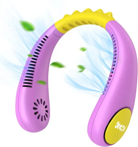 Ventilador de cuello para niños, ventiladores portátiles sin aspas para niños de 4-14 años, niñas y niños, mini ventilador de refrigeración personal
