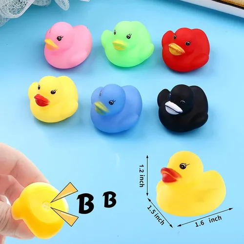 Miniatura 5 de GADIEDIE Paquete de 50 mini patos flotantes de goma multicolor, juguete de baño para bebé, ideal para patitos Jeep, ducha, fiesta de cumpleaños