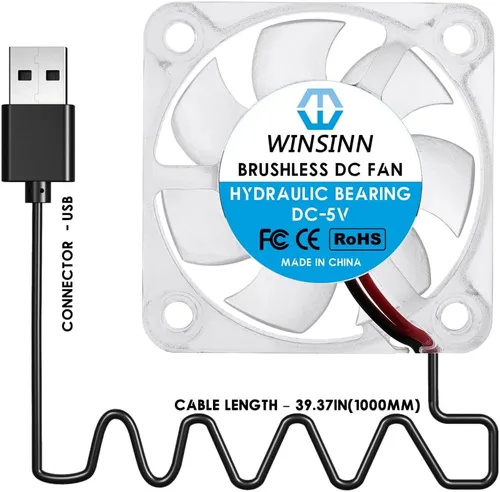 Miniatura 3 de WINSINN Ventilador USB RGB de 1.575 in de 5 V, impresora 3D colorida LED Micro 5 voltios ventiladores 4010 rodamiento hidráulico, refrigeración sin