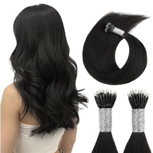 Miniatura 46 de ABH AMAZINGBEAUTY HAIR Extensiones de cabello rizado liso para mujeres negras con punta en I, cabello humano, punta en I, Remy, 50 mechones, punta