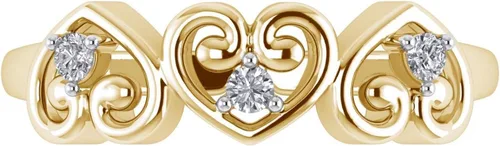 Miniatura 3 de Anillo de plata de ley 925 bañada en oro de 14 quilates con circonita cúbica de corte redondo de 0,07 quilates, diseño de corazón
