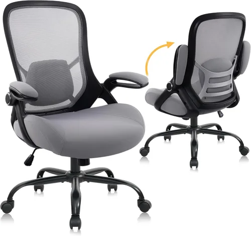 HYLONE Silla de Oficina de Servicio Pesado de 400 libras, Silla de Escritorio Ergonómica con Asiento Engrosado de 5", con Reposabrazos Ajustables,