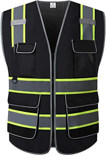 Miniatura 9 de Chaleco de seguridad de alta visibilidad, ropa de trabajo transpirable de malla reflectante con múltiples bolsillos, normas ANSI/ISEA