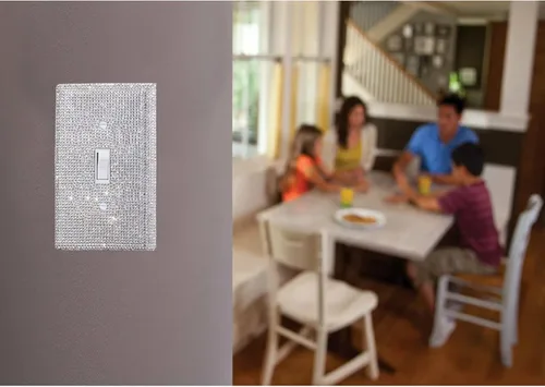 Miniatura 6 de Placas de pared de diamantes de imitación plateados brillantes, placa de cubierta de interruptor de luz, placa de pared decorativa Diamantes