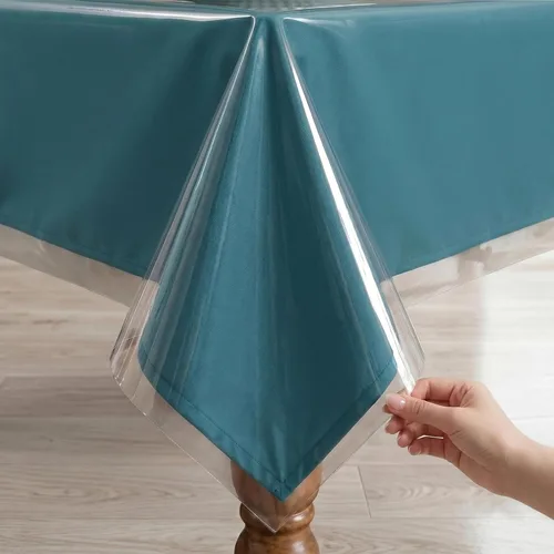 Miniatura 21 de Romanstile Mantel de PVC 100% impermeable, cuadrado, a prueba de derrames de aceite, resistente a las manchas, manteles de plástico fáciles de Beige