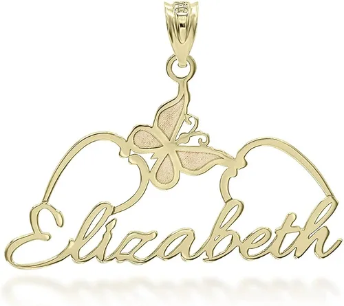 Miniatura 6 de 10K or 14K Yellow White or Rose Gold Personalized Name Butterfly Pendant Custom Made Any Name - Choice of Metal