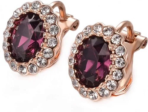 Miniatura 16 de Yoursfs Austria - Aretes de clip de cristal para mujer, chapados en oro de 18 quilates, joyería de moda con halo de circonita cúbica, aretes sin