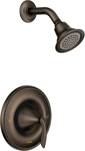 Moen T2132EPORB Colección Eva - Moldura Posi-Temp de 1 manija con cabezal de ducha de una sola función, requiere válvula, bronce aceitado Oil Rubbed