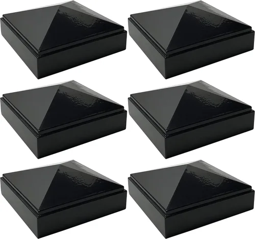Tapa de poste piramidal de aluminio de 3 x 3 pulgadas para postes de metal, ajuste a presión, color negro con recubrimiento en polvo, resistente al