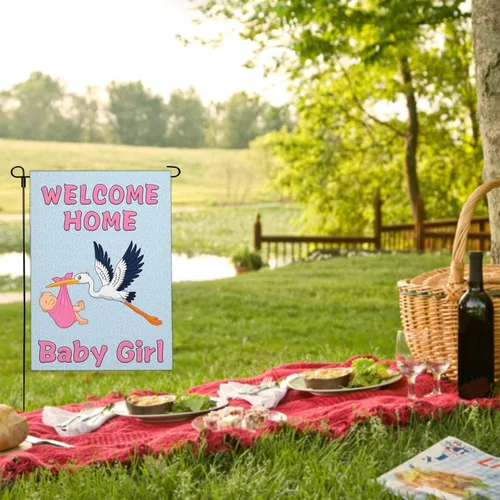 Miniatura 2 de Banderas de jardín para bebé niña de 12 x 18 pulgadas de doble cara con texto en inglés "It's a Girl", letrero de jardín para baby shower, bandera