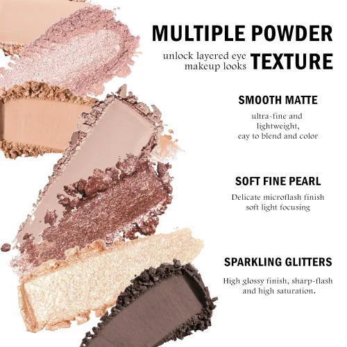 Miniatura 4 de SUAKE Paleta de sombras de ojos rosa nude, mate y brillante, alta pigmentación, 12 colores marrón y morado para maquillaje de ojos, paleta de 01#