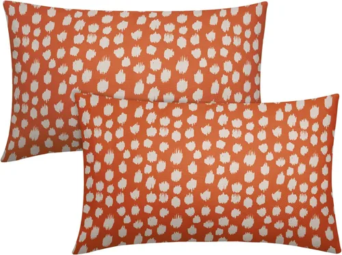 Miniatura 18 de Fundas de almohada marrón y blancas de 18 x 18 pulgadas, juego de 2 almohadas boho grises con lunares, fundas de almohada modernas estampadas