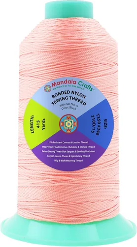 Miniatura 338 de Mandala Crafts - Hilo de nailon para coser cuero, tapicería, mezclilla y para trenzar el pelo; resistente, 1500 yardas, tamaño 69 T70 Marrón