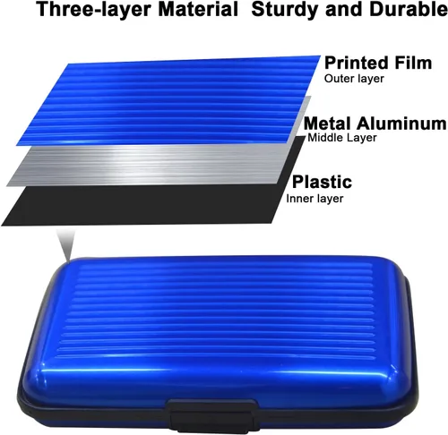 Miniatura 4 de Oirtmiu Mini cartera de aluminio RFID para tarjetas de crédito, Color sólido, Moderno, colorido, ligero y práctico