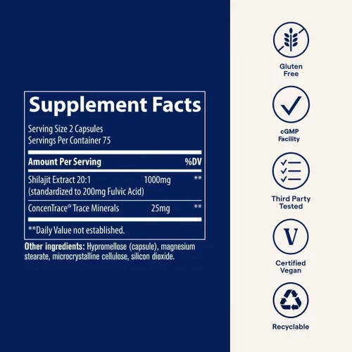 Miniatura 6 de Trace Minerals Shilajit Cápsulas - Suplemento Shilajit para el bienestar diario - Apoyo a la inmunidad - Energía, salud cerebral y apoyo a