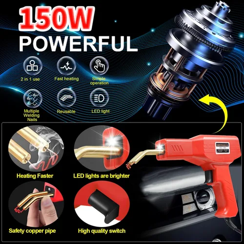 Miniatura 3 de Kit de soldador de plástico mejorado de 150W, máquina de grapado con 1000 piezas para reparación de parachoques de coche, soldador de plástico 2