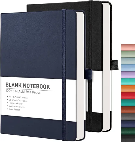 Miniatura 10 de RETTACY Cuaderno rayado, 2 paquetes, 192 páginas numeradas por paquete, tamaño A5 mediano (5.7 x 8.3 pulgadas), para hombres y mujeres, escritura