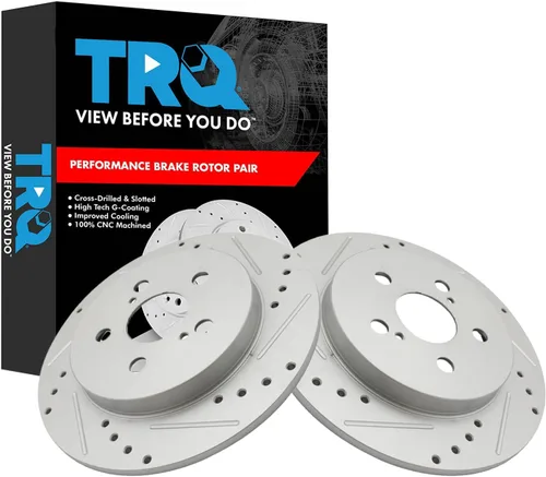 Miniatura 42 de TRQ Juego de rotores de freno de rendimiento trasero con revestimiento G premium compatible con Mazda 6 2014-2021