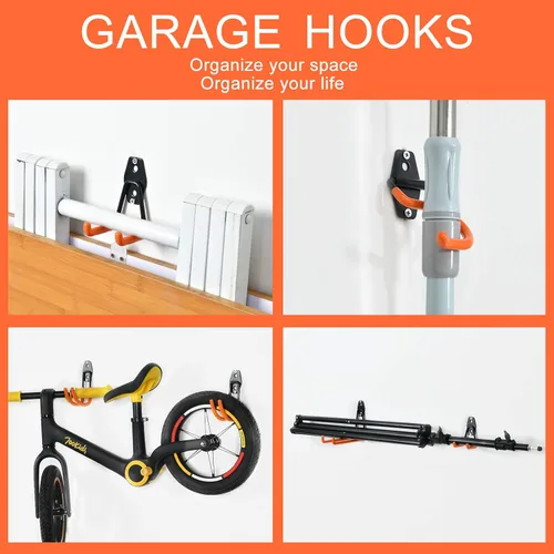 Miniatura 6 de Aoben - Ganchos de almacenamiento de garaje de acero resistentes, ganchos de herramientas de utilidad y ganchos de montaje en pared combinables