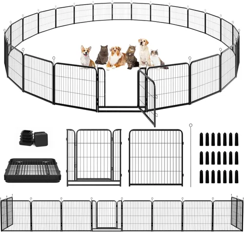 Miniatura 19 de Kfvigoho Corralito para perros para exteriores, extra ancho, 12 paneles de alta resistencia con revestimiento antioxidante, valla para perro