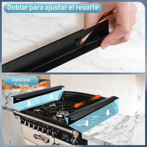 Miniatura 5 de 2 cubiertas para huecos para encimera de estufa de cocina, protector de huecos de acero inoxidable, kit de molduras para estufa, protectores