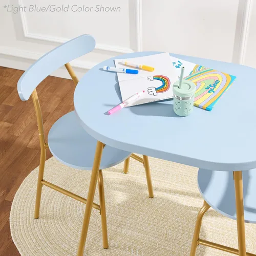 Miniatura 5 de Best Choice Products Juego de mesa de comedor ovalada de 3 piezas, moderno comedor de cocina pequeño con 2 sillas, marco de metal, respaldos curvos
