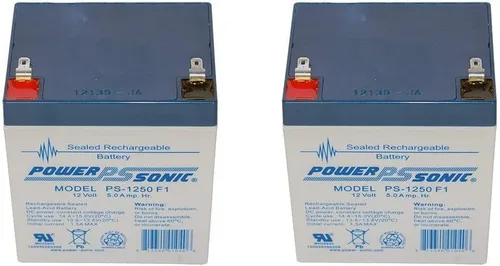 Miniatura 2 de Power Sonic Batería original PS-1250 F1 12V 5 Ah SLA (paquete de 2)