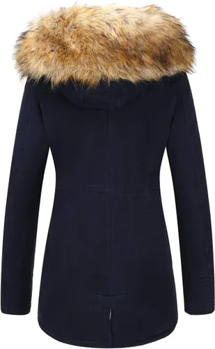 Miniatura 2 de Bellivera Chaqueta tipo parka de sarga para mujer, abrigo largo cálido con capucha y cuello de piel sintética