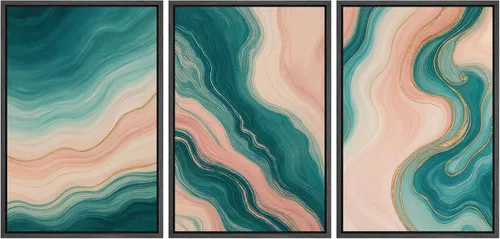 Miniatura 116 de wall26 Lienzo enmarcado para pared, juego de arte con trazos de pintura roja y naranja vibrante, paisaje, formas abstractas, ilustraciones, arte
