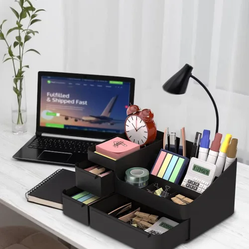 Miniatura 4 de Organizador de maquillaje para tocador, caja de almacenamiento para encimera de baño, soporte apilable para cosméticos para joyas, accesorios