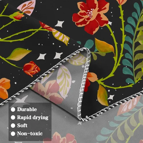 Miniatura 6 de Lifeel - Tapiz de jardín con luz de luna, fase lunar rodeada de vides y flores, tapiz negro para decoración de pared