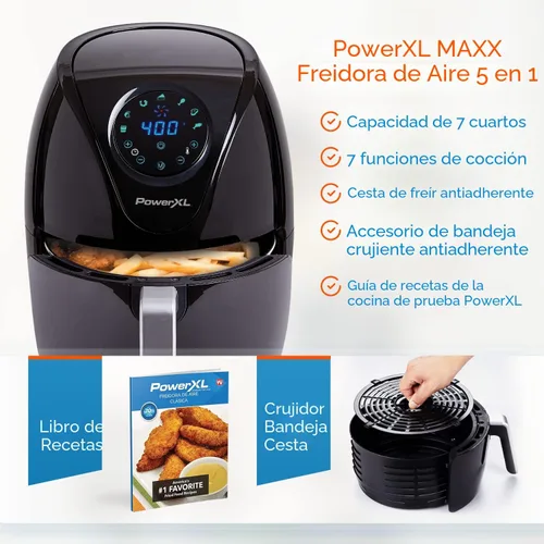 Miniatura 2 de PowerXL Air Fryer 7 QT Maxx Classic, freír al aire extra caliente, cocinar, crujiente, a la parrilla, asar, hornear, acabado de alto brillo